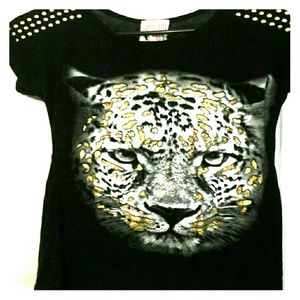 Black animal print shirt